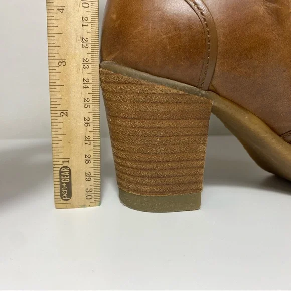 Fly London| Brown Leather Heeled Round Toe Boots With Zippers - Picture 11 of 17